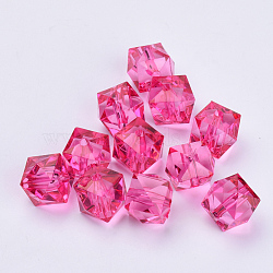 Transparent Acrylic Beads, Faceted, Cube, Medium Violet Red, 10x10x8mm, Hole: 1.5mm, about 900pcs/500g(TACR-Q259-10mm-V08)