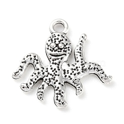 Tibetan Style Alloy Pendants, Octopus Charm, Antique Silver, 19x19.5x2mm, Hole: 1.8mm, about 403pcs/500g(PALLOY-P293-078AS)