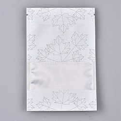 Plastic Zip Lock Bags, Resealable Aluminum Foil Pouch, Food Storage Bags, Rectangle, Maple Leave Pattern, White, 15.1x10.1cm, Unilateral Thickness: 3.9 Mil(0.1mm)(OPP-P002-C03)