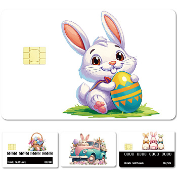 Rectangle PVC Plastic Waterproof Card Stickers, Self-adhesion Card Skin for Bank Card Decor, Rabbit, 186x137mm