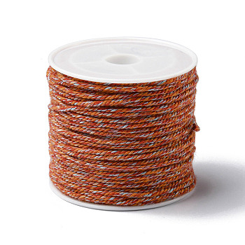 Cotton Braid Thread, with Spool, Round, Chocolate, 1.2mm, about 21.87 Yards(20m)/Roll
