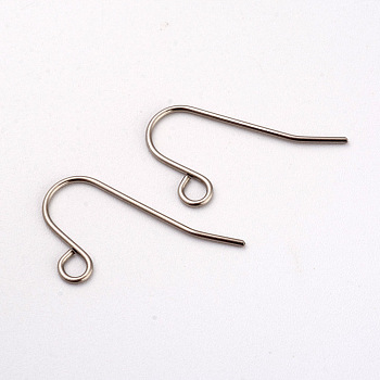 316L Surgical Stainless Steel Earring Hooks, Ear Wire, with Horizontal Loop, Stainless Steel Color, 12x19mm, Hole: 2mm, 20 Gauge, Pin: 0.8mm