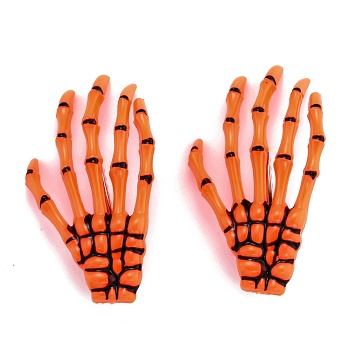 Halloween Skeleton Hands Bone Hair Clips, Plastic & Iron Alligator Hair Clips, Orange, 72x41x6mm