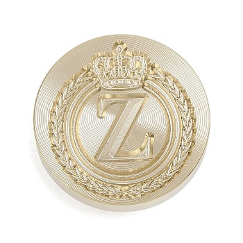 Golden Tone Crown Initial Wax Seal Brass Stamp Heads, for Wax Seal Stamp, Letter Z, 25x14.5mm, Hole: 7mm