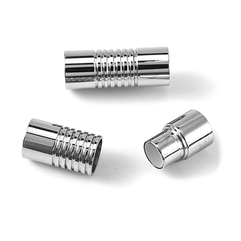 304 Stainless Steel Magnetic Clasps with Glue-in Ends, Stainless Steel Color, 21x8x8mm, Hole: 6mm