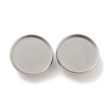 304 Stainless Steel Brooch Base Settings, Flat Round, Stainless Steel Color, 22x2mm, Tray: 20mm