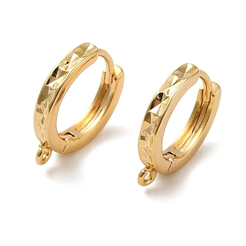 Brass Earring Findings, Ring, Real 18K Gold Plated, 15x2.5mm, Hole: 1mm, Pin: 1mm