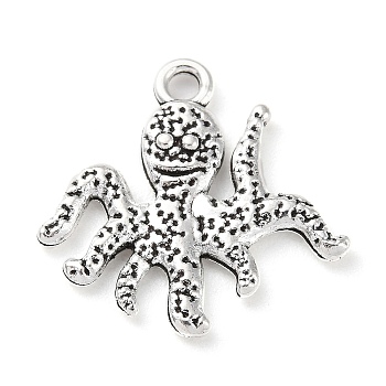 Tibetan Style Alloy Pendants, Octopus Charm, Antique Silver, 19x19.5x2mm, Hole: 1.8mm, about 403pcs/500g