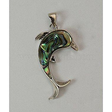 Platinum Colorful Dolphin Paua Shell Pendants
