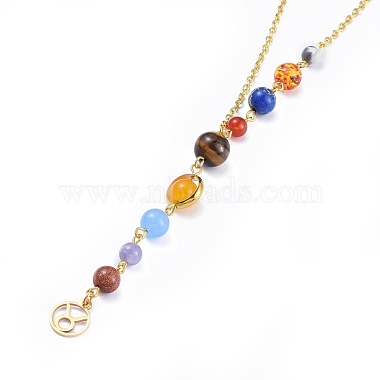 Universe Galaxy The Nine Planets Guardian Star Stone Necklaces(NJEW-JN02413-02)-2