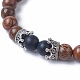 Adjustable Frosted Natural Black Agate(Dyed) Braided Bead Bracelets(BJEW-JB04840-02)-2