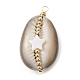 Natural Cowrie Shell Copper Wire Wrapped Pendants(PALLOY-JF02451-01)-1