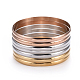 Fashion Tri-color 304 Stainless Steel Buddhist Bangle Sets(BJEW-L664-024D-M)-1