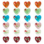 24Pcs 6 Colors Handmade Bumpy Millefiori Glass Beads, Heart & Flower, Mixed Color, 19.5~20.5x19.5~20x11~12mm, Hole: 1.5~2mm, 4pcs/color(LAMP-CW0001-11)