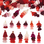 24Pcs 12 Colors Polycotton(Polyester Cotton) & Nylon Tassel Pendant Decorations, Mixed Color, 39~65x5~30x5~30mm, Hole: 3~5mm, 2pcs/color(FIND-TA0009-01)