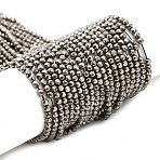 Electroplate Glass Beads Strands, Full Plated, Faceted Round, Silver Plated, 3x2.5mm, Hole: 0.7mm, about 130~135pcs/strand, 33~36cm(GLAA-H021-01B-FP12)