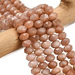 Natural Sunstone Beads Strands, Faceted, Rondelle, 8x5.5mm, Hole: 1.2mm, about 69pcs/strand, 15.16''(38.5cm)(G-Z111-A30)