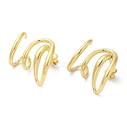 304 Stainless Steel Wire Twist Stud Earrings, Real 14K Gold Plated, 23x21mm(EJEW-I286-05G)