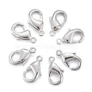 Brass Lobster Claw Clasps, Parrot Trigger Clasps, Cadmium Free & Nickel Free & Lead Free, Platinum, 15x8x3mm, Hole: 2mm(KK-903-N-NF)