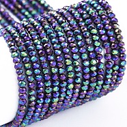Electroplate Glass Beads Strands, Full Plated, Faceted, Rondelle, Multi-color Plated, 2x1.5mm, Hole: 0.6mm, about 220~230pcs/Strand, 13.78~14.17 inch(35~36cm)(X-EGLA-F149-FP-06)