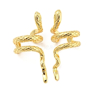Rack Plating Brass Snake Cuff Earrings for Women, Lead Free & Cadmium Free, Long-Lasting Plated, Real 18K Gold Plated, 25x11x10mm(EJEW-F326-01G)
