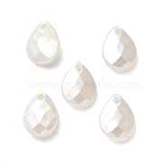 ABS Acrylic Pendants, Faceted, Teardrop, White, 12x9x3.5mm, Hole: 1.5mm(OACR-Z016-02)