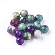 Natural Agate Beads, Dyed & Heated, Faceted, Round, 6~6.5mm, Hole: 1.2mm(G-G790-15)