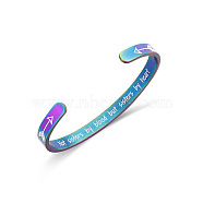 Stainless Steel Cuff Bangle for Women, Arrow with Word Pattern, Rainbow Color, Inner Diameter: 2-1/2 inch(6.4cm)(CR8784-1)