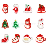 24Pcs 12 Styles Christmas Decorations Theme Opaque Acrylic Bead with Enamel, Mixed Color, 23~25x16~25x8.5mm, Hole: 3.5mm, 2pcs/style(FIND-FS0002-66)