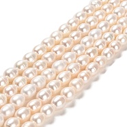 Natural Cultured Freshwater Pearl Beads Strands, Rice, Grade 2A, Linen, 7~8x7mm, Hole: 0.7mm, about 41~42pcs/strand, 14.17~14.37 inch(36~36.5cm)(PEAR-E016-196)