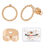 20Pcs Long-Lasting Plated Brass Ring Stud Earrings for Women, Golden, 10mm, Pin: 0.7mm(KK-BBC0003-41)