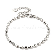 201 Stainless Steel Rugby Beaded Chain Bracelets, Stainless Steel Color, 6-1/4 inch(16cm), Wide: 3mm(BJEW-G696-01B-P)