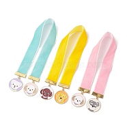 Velvet Ribbon Bookmarks, Alloy Enamel Dog Tag Pendant Bookmark, Mixed Color, 314x25x1.5mm, 3pcs/set(AJEW-JK00216)