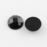 Acrylic Rhinestone Cabochons, Flat Back, Faceted, Half Round, Black, 12x4.5mm(GACR-R002-12mm-15)