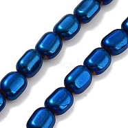 Synthetic Non-magnetic Hematite Beads Strands, Oval, Blue Plated, 9.5~10x8x6mm, Hole: 1.4mm, about 39pcs/strand, 14.96''(38cm)(G-P545-F01-01D)