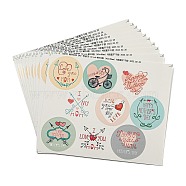 Mother's Day Paper Sticker, Self-adhesion, for Suitcase, Skateboard, Refrigerator, Helmet, Mobile Phone Shell, Mixed Color, Round, 108x131x0.2mm, Round: 40mm, 9 style/pc, 10 pcs/set(STIC-G002-01E)