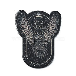 Dark Theme Acrylic Pendants, Owl, 41.5x33x2mm, Hole: 1.8mm(OACR-M007-01F)