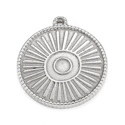 304 Stainless Steel Pendant Cabochon Settings, Flat Round Links, Stainless Steel Color, Tray: 4mm, 28x25x2mm, Hole: 1.4mm(STAS-F287-48P)