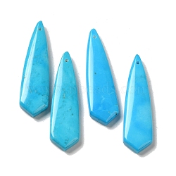 Natural Turquoise Dyed Pendants, Tie Shape Charms, Deep Sky Blue, 40~40.5x11x4~4.5mm, Hole: 1mm(G-Q161-09B)