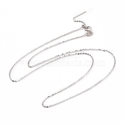 Anti-Tarnish Rhodium Plated 925 Sterling Silver Beadable Necklaces, Cable Chains Necklace for Women, Platinum, 17.72 inch(45cm)(STER-I021-01P)