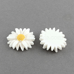 Flatback Hair & Costume Accessories Ornaments Scrapbook Embellishments Resin Flower Daisy Decoden Cabochons, White, 26x7mm(CRES-Q104-08-1)