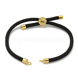 Nylon Cords Bracelet Makings Fit for Connector Charms, with Golden Brass Tree Slider Beads, Long-Lasting Plated, Black, 8-5/8 inch(22cm), Hole: 1.9mm(AJEW-P116-01G-12)