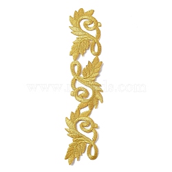 Leaf Computerized Embroidery Cloth Iron on/Sew on Patches, Costume Accessories, Appliques, Gold, 203x41x1mm(DIY-WH0366-97)