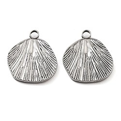 201 Stainless Steel Pendants, Leaf Charm, Antique Silver, 23x20x1.8mm, Hole: 3mm(STAS-Z057-06AS)