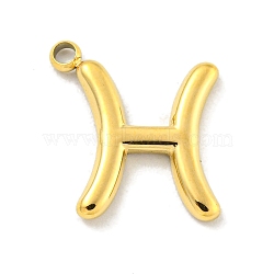 Real 18K Gold Plated PVD Vacuum Plating 304 Stainless Steel Pendants, Twelve Constellations Charms, Pisces, 14.5x12x1mm, Hole: 1.2mm(STAS-L278-002G-12)