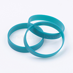 Silicone Wristbands Bracelets, Cord Bracelets, Dark Turquoise, 2-1/2 inch(63mm), 12x2mm(X-BJEW-J176-04)
