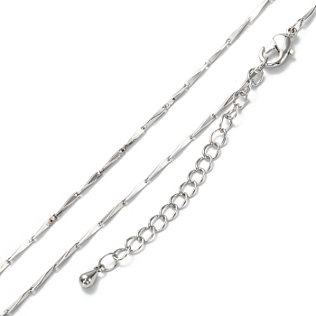 Brass Bar Link Chain Necklaces, Long-Lasting Plated, Real Platinum Plated, 16.14 inch(41cm)