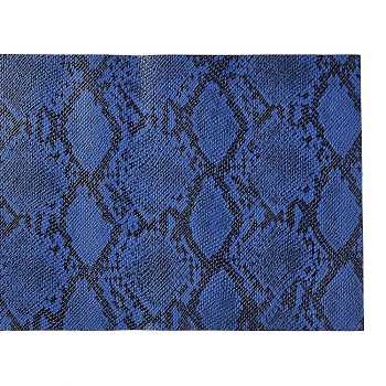 Snakeskin Pattern PU Leather Fabric, for DIY Crafts, Marine Blue, 136x21.4x0.1cm