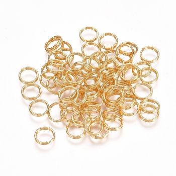 304 Stainless Steel Split Rings, Double Loops Jump Rings, Golden, 7x1.5mm, about 6mm inner diameter, Single Wire: 0.75mm