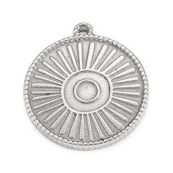 304 Stainless Steel Pendant Cabochon Settings, Flat Round Links, Stainless Steel Color, Tray: 4mm, 28x25x2mm, Hole: 1.4mm